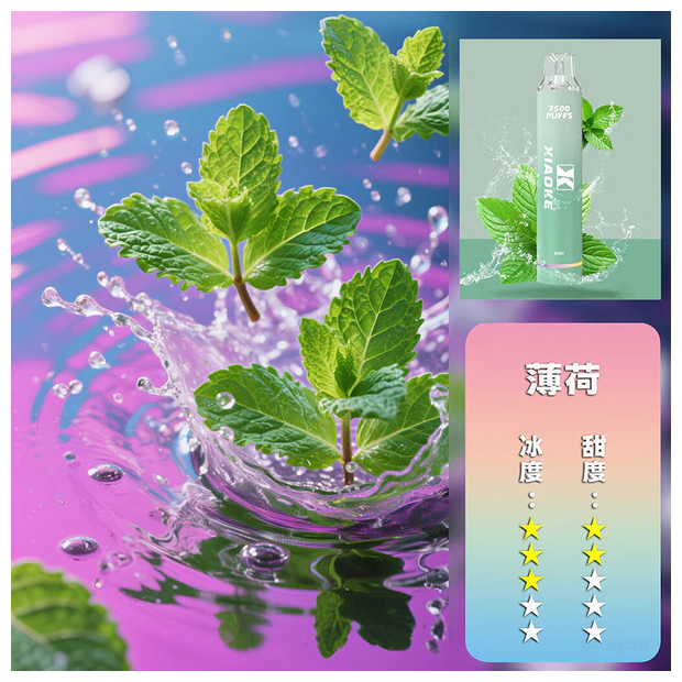 XIAOKE梟客電子煙拋棄式7500口炫酷發光設計【薄荷】