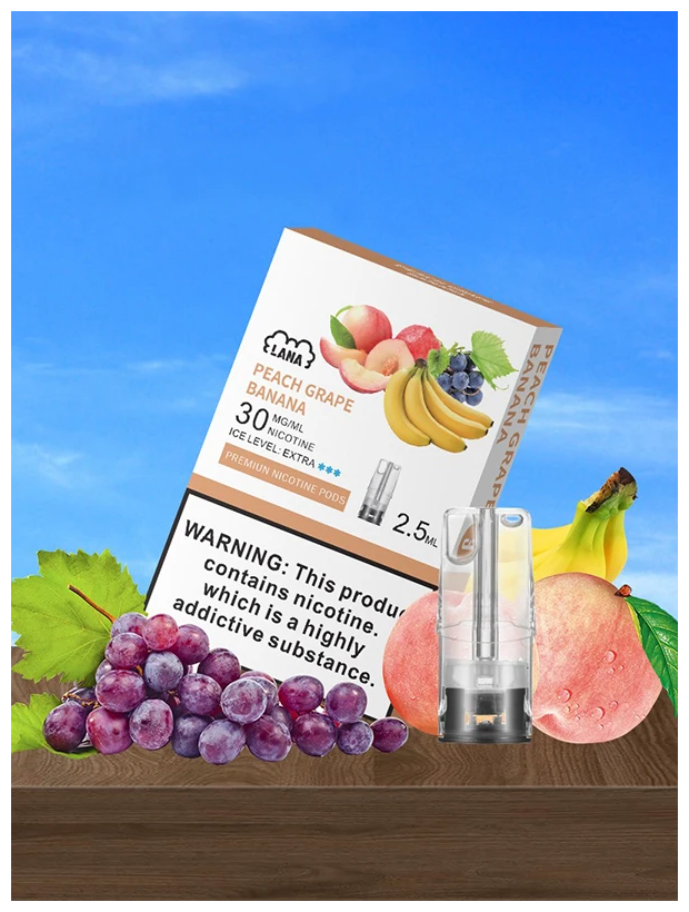 lana拉娜電子煙一代煙彈 換彈設計 2.5mlX3枚入|桃子葡萄香蕉